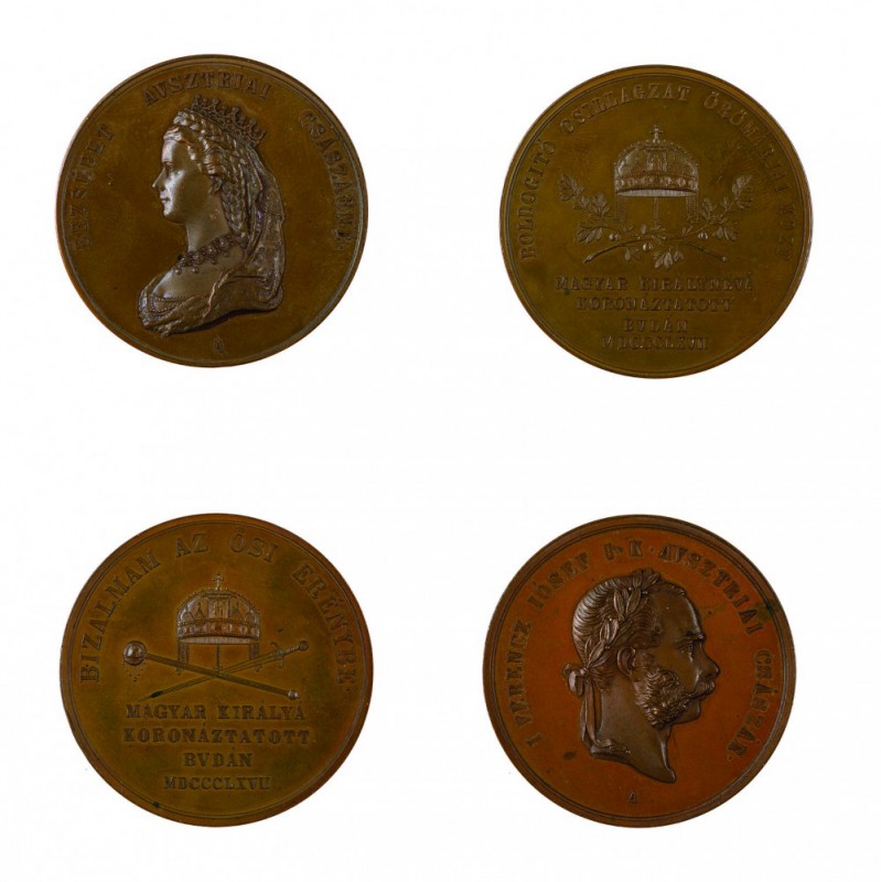 Franz Joseph I 1848 - 1916
Insieme di due medaglie per l’incoronazione d’Ungher...
