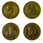 Franz Joseph I 1848 - 1916
Insieme di due medaglie medaglia per la visita al Santo Sepolcro a Gerusalemme il 9 novembre 1869, bronzo, incisore del co...