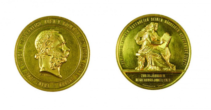 Franz Joseph I 1848 - 1916
Medaglia 1873 per il 25° anniversario di regno oro d...