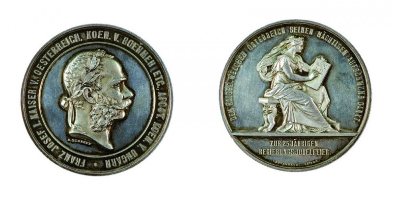 Franz Joseph I 1848 - 1916
Medaglia 1873 per il 25° anniversario di regno argen...