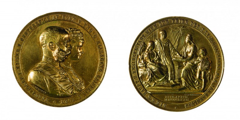 Franz Joseph I 1848 - 1916
Insieme di quattro medaglie 1879 per le nozze d’arge...