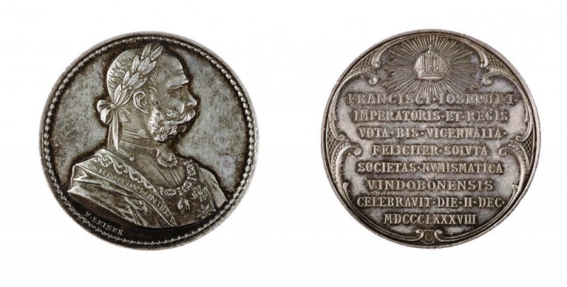Franz Joseph I 1848 - 1916
Medaglia 1888 per il 40° anniversario di regno, dedi...