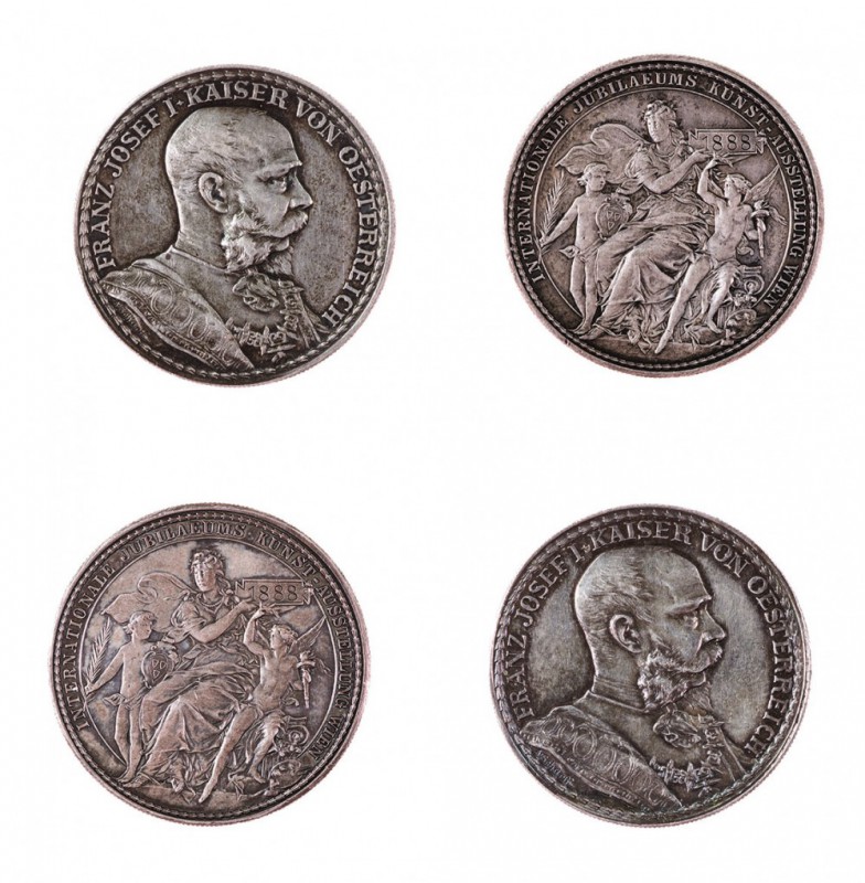 Franz Joseph I 1848 - 1916
Insieme di due medaglie premio 1888 per l’Esposizion...