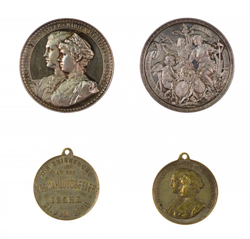 Franz Joseph I 1848 - 1916
Insieme di due medaglie per il matrimonio dell’Arcid...