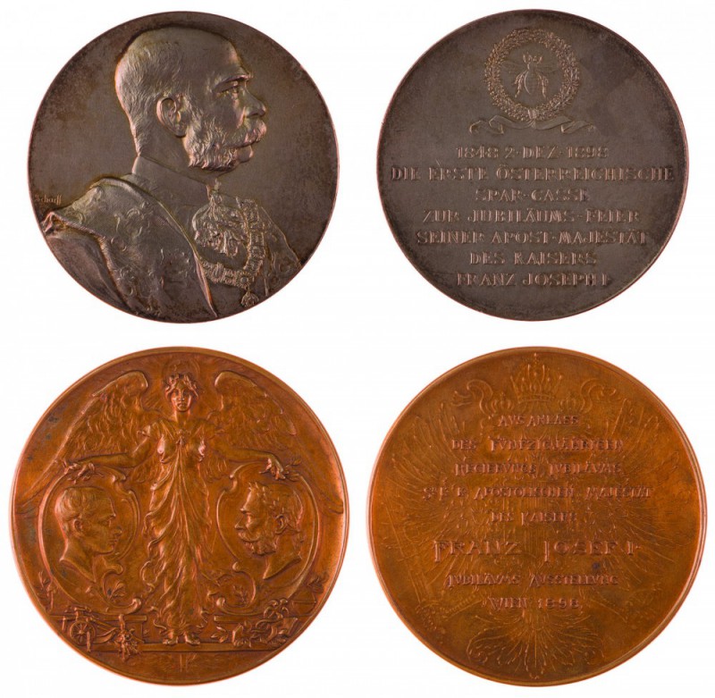 Franz Joseph I 1848 - 1916
Insieme di due medaglie 1898 per il 50° anniversario...