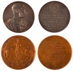 Franz Joseph I 1848 - 1916
Insieme di due medaglie 1898 per il 50° anniversario di regno medaglia dedicata dalla prima Cassa di Risparmio austriaca, ...