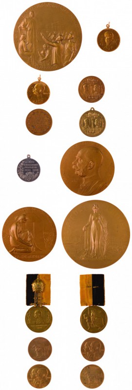 Franz Joseph I 1848 - 1916
Insieme di undici medaglie per il 60° anniversario d...