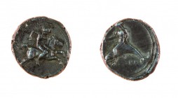 Calabria 
Taranto - Didramma databile al periodo 425-380 d.C. - Diritto: guerriero su cavallo al galoppo verso destra tiene un giavellotto con la man...