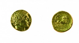 Macedonia 
Filippo II (359-336 a.C.) - Statere d’oro databile al periodo 340-328 a.C. - Zecca: Pella - Diritto: testa laureata di Apollo a destra - R...