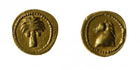 Zeugitania 
cartagine - 1/10 di Statere in oro databile al periodo 350-320 a.C. - Diritto: albero di palma - Rovescio: testa di cavallo a sinistra - ...
