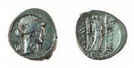 Monete Romane Pre-Imperiali 
Denaro al nome P.CLODIVS M.F. databile al 42 a.C. - Zecca: Roma - Diritto: testa laureata di Apollo a destra; nel campo ...