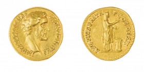 Antonino Pio (138-161 d.C.) 
Aureao databile al 138 d.C. - Zecca: Roma - Diritto: testa laureata dell’Imperatore a destra - Rovescio: la Pietas stant...