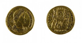Costanzo II (337-361 d.C.) 
Solido databile al periodo 347-355 d.C. - Zecca: Antiochia - Diritto: busto diademato di rosette, drappeggiato e corazzat...