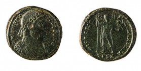 Costanzo II (337-361 d.C.) 
Maiorina Doppia - Zecca: Thessalonica - Diritto: busto diademato, drappeggiato e corazzato dell’Imperatore a destra - Rov...