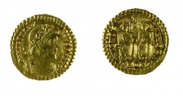 Valentiniano I (364-375 d.C.) 
Solido databile al periodo 367-375 d.C. - Zecca: Treviri - Diritto: busto diademato di rosette, drappeggiato e corazza...