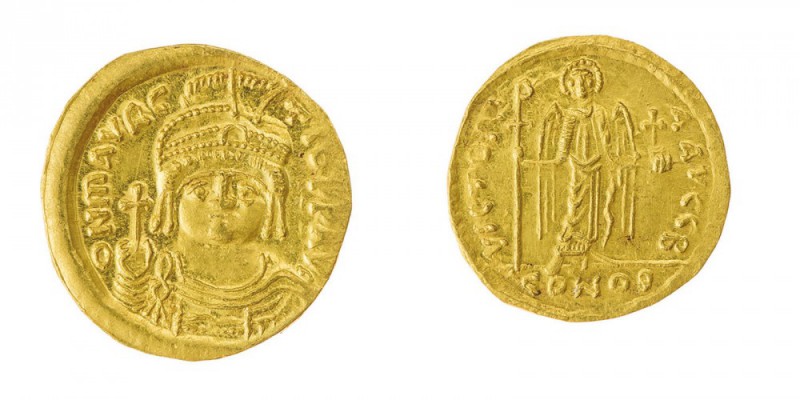 Monete Bizantine 
Maurizio Tiberio (582-602) - Solido databile al periodo 583-6...