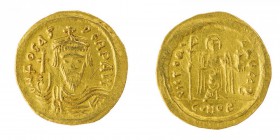 Monete Bizantine 
Foca (602-610) - Solido databile al periodo 603-607 - Zecca: Costantinopoli - Diritto: mezzo busto coronato dell’Imperatore di fron...