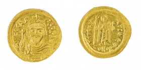 Monete Bizantine 
Foca (602-610) - Solido databile agli anni 607-610 - Zecca: Costantinopoli - Diritto: mezzo busto coronato dell’Imperatore di front...