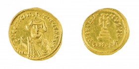 Monete Bizantine 
Costante II (641-668) - Solido databile al 641 - Zecca: Costantinopoli - Diritto: mezzo busto coronato dell’Imperatore di fronte co...