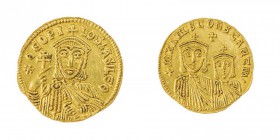 Monete Bizantine 
Teofilo (829-842) - Solido databile al periodo 830-840 - Zecca: Costantinopoli - Diritto: busto coronato dell’Imperatore di fronte ...