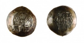 Monete Bizantine 
Alessio III Angelo-Comneno (1195-1203) - Aspron Trachy - Zecca: Costantinopoli - Diritto: Gesù Cristo benedicente seduto di fronte ...