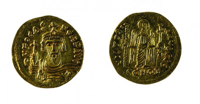 Monete Bizantine 
Foca (602-610) - Imitazione di un Solido - Diritto: mezzo bus...