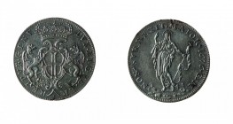 Repubblica di Genova 
Governo dei Dogi Biennali (1528-1797) - 4 Lire 1676 - Zecca: Genova - Diritto: stemma in cartella coronata sostenuta da due gri...