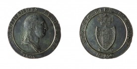 Regno di Napoli 
Ferdinando IV di Borbone (1799-1805) - Piastra 1805 - Zecca: Napoli - Diritto: effigie del Re a destra - Rovescio: stemma coronato -...