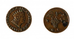 Regno di Sicilia 
Ferdinando III di Borbone (1759-1816) - Grano 1814 - Zecca: Palermo - Diritto: testa del Re a destra - Rovescio: grappolo d’uva - N...