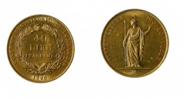 Governi Provvisori
Lombardia - 40 Lire 1848 - Zecca: Milano - Diritto: valore entro corona di alloro e di quercia - Rovescio: Italia turrita stante c...
