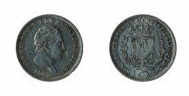 Carlo Felice (1821-1831) 
2 Lire 1827 - Zecca: Genova - Diritto: effigie del Re a destra - Rovescio: stemma completo di Casa Savoia coronato e circon...