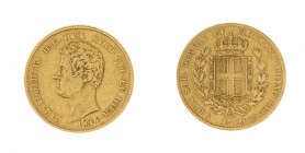 Carlo Alberto (1831-1849) 
20 Lire 1834 senza segno di zecca - Diritto: effigie del Re a sinistra - Rovescio: stemma di Casa Savoia coronato e circon...