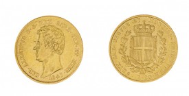 Carlo Alberto (1831-1849) 
20 Lire 1847 senza segno di zecca - Diritto: effigie del Re a sinistra - Rovescio: stemma di Casa Savoia coronato e circon...