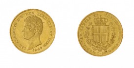 Carlo Alberto (1831-1849) 
20 Lire 1849 - Zecca: Genova - Diritto: effigie del Re a sinistra - Rovescio: stemma di Casa Savoia coronato e circondato ...