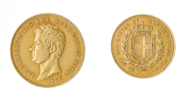 Carlo Alberto (1831-1849) 
50 Lire 1836 - Zecca: Torino - Diritto: effigie del ...