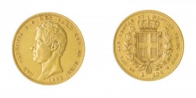 Carlo Alberto (1831-1849) 
100 Lire 1832 - Zecca: Genova - Diritto: effigie del Re a sinistra - Rovescio: stemma di Casa Savoia coronato e circondato...