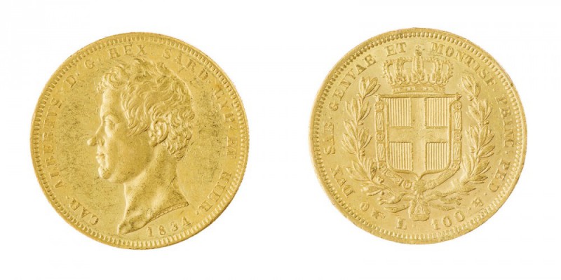 Carlo Alberto (1831-1849) 
100 Lire 1834 - Zecca: Torino - Diritto: effigie del...