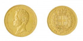 Carlo Alberto (1831-1849) 
100 Lire 1835 - Zecca: Genova - Diritto: effigie del Re a sinistra - Rovescio: stemma di Casa Savoia coronato e circondato...