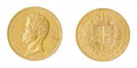 Carlo Alberto (1831-1849) 
100 Lire 1836 - Zecca: Genova - Diritto: effigie del Re a sinistra - Rovescio: stemma di Casa Savoia coronato e circondato...