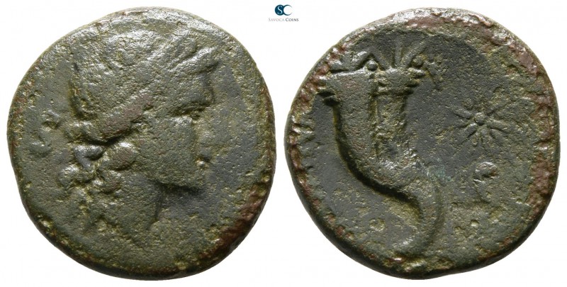 Bruttium. Hipponium (as Vibo Valentia) circa 193-150 BC. 
Semis Æ

18 mm., 4....