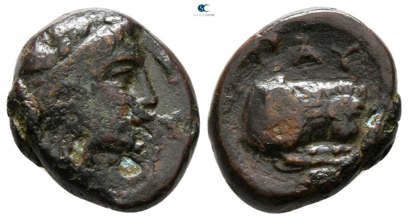 Kings of Macedon. Aigai. Pausanias 395-393 BC. 
Bronze Æ

13 mm., 2.44 g.

...