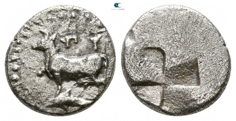 Thrace. Byzantion circa 416-357 BC. 
Diobol AR

10 mm., 1.04 g.



very f...