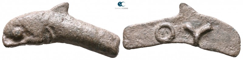 Scythia. Olbia circa 525-350 BC. 
Cast dolphin Æ

24 mm., 1.64 g.



very...