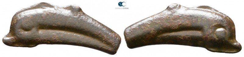 Scythia. Olbia circa 525-350 BC. 
Cast dolphin Æ

22 mm., 1.63 g.



very...