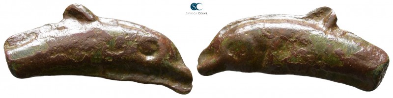 Scythia. Olbia circa 525-350 BC. 
Cast dolphin Æ

23 mm., 2.06 g.



very...