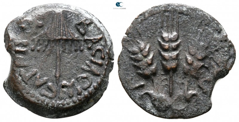 Judaea. Jerusalem. Agrippa I AD 37-43. 
Prutah Æ

17 mm., 2.69 g.



very...