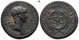 Trajan AD 98-117. Rome, for circulation in the East. Dupondius or As Æ