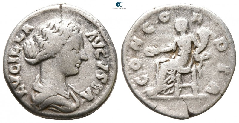 Lucilla AD 164-169. Rome
Denarius AR

18 mm., 2.65 g.



nearly very fine