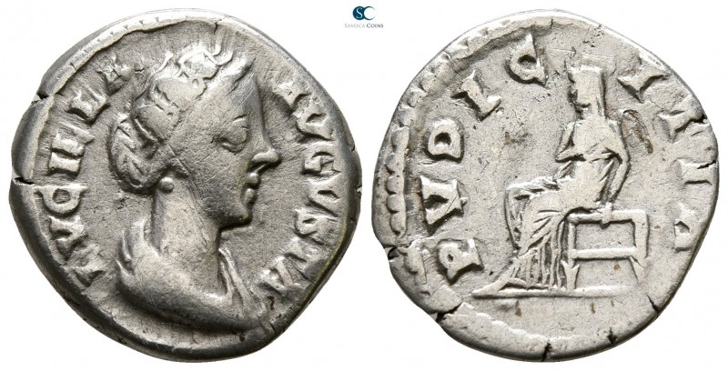 Lucilla AD 164-169. Rome
Denarius AR

18 mm., 3.08 g.



nearly very fine