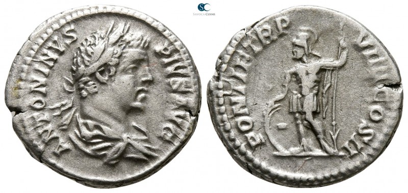 Caracalla AD 198-217. Rome
Denarius AR

19 mm., 3.52 g.



very fine